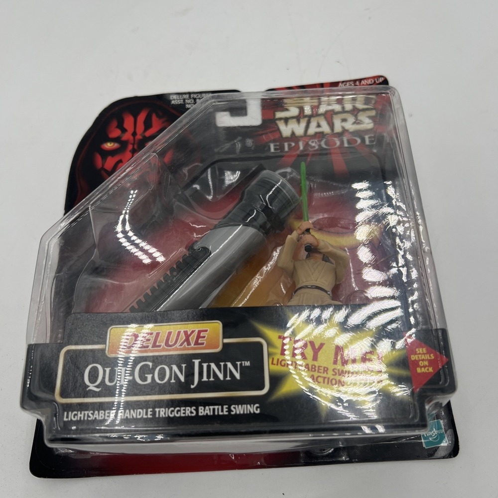 Star Wars Episode 1 Deluxe Qui-Gon Jinn W/ Lightsaber Handle Action Fig - 1998